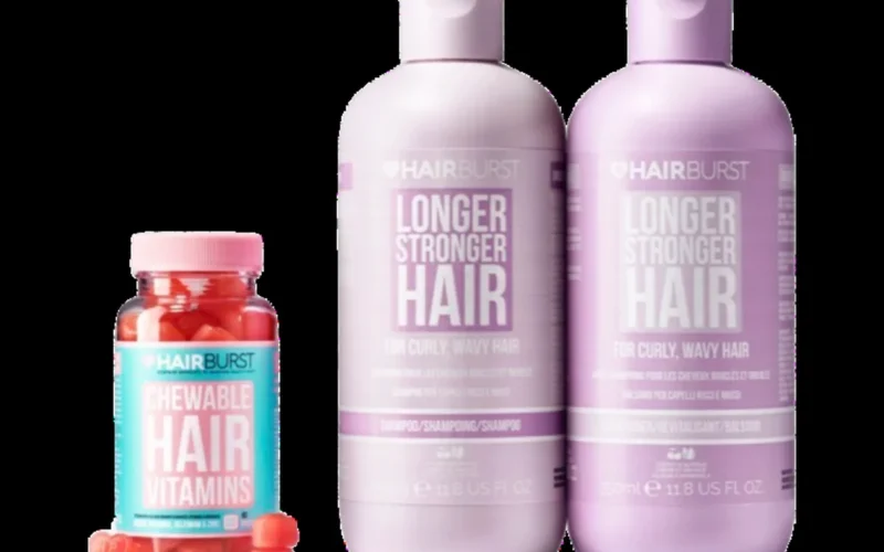 Hair care products arranged on bathroom vanity counter