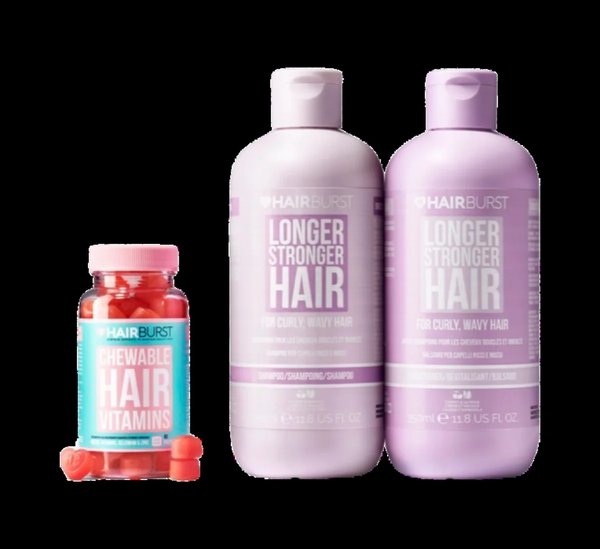Hair care products arranged on bathroom vanity counter