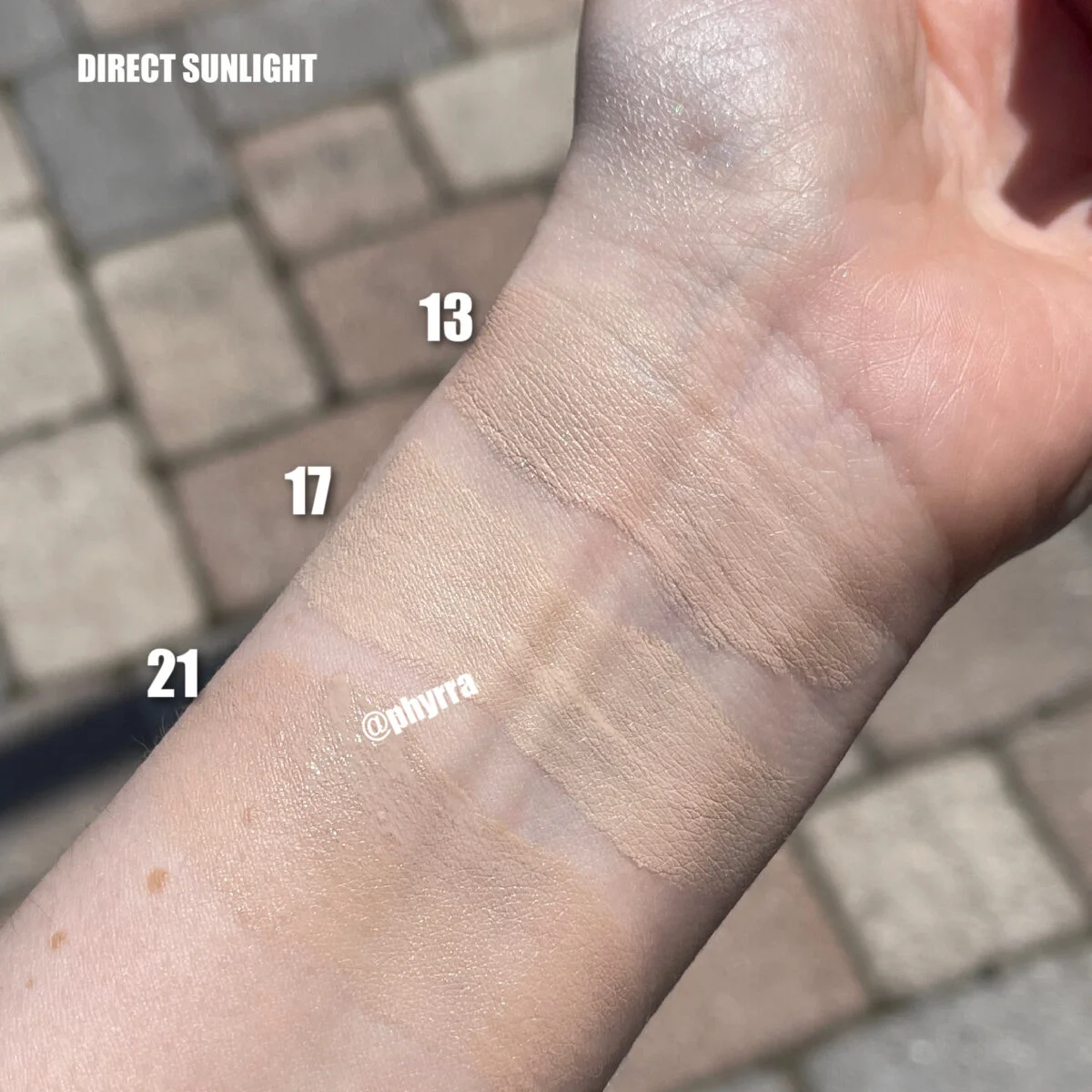 Close-up swatches of Missha BB Cream shade 21