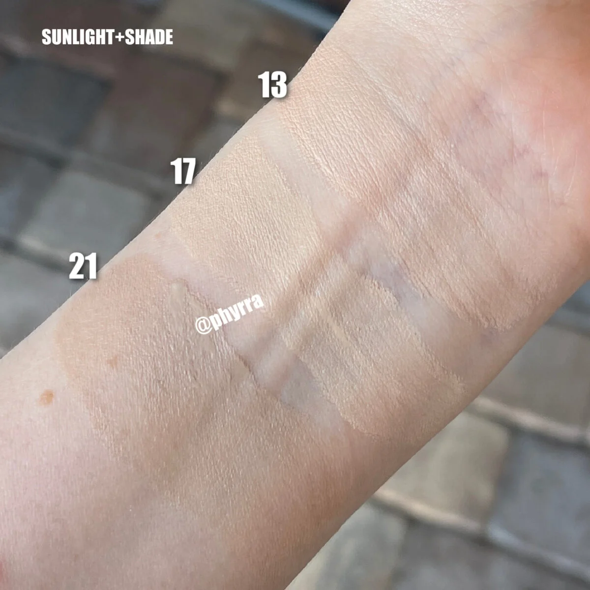 Missha BB Cream fair skin swatches side by side